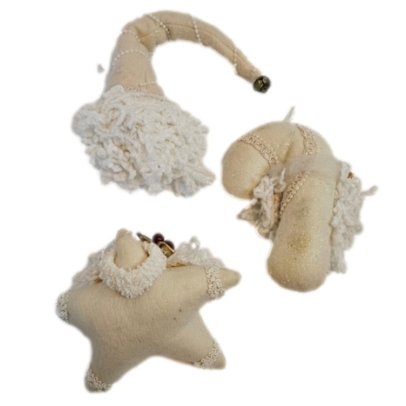 Handmade Christmas ornaments White glitter Santa hanging tree ornaments 3pc Set - Picture 3 of 17